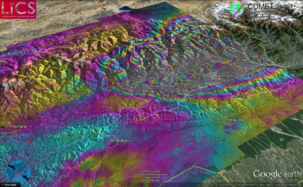 Sentinel 1 image of the Nepal earthquake deformation. Source: John Elliot - LiCS/COMET